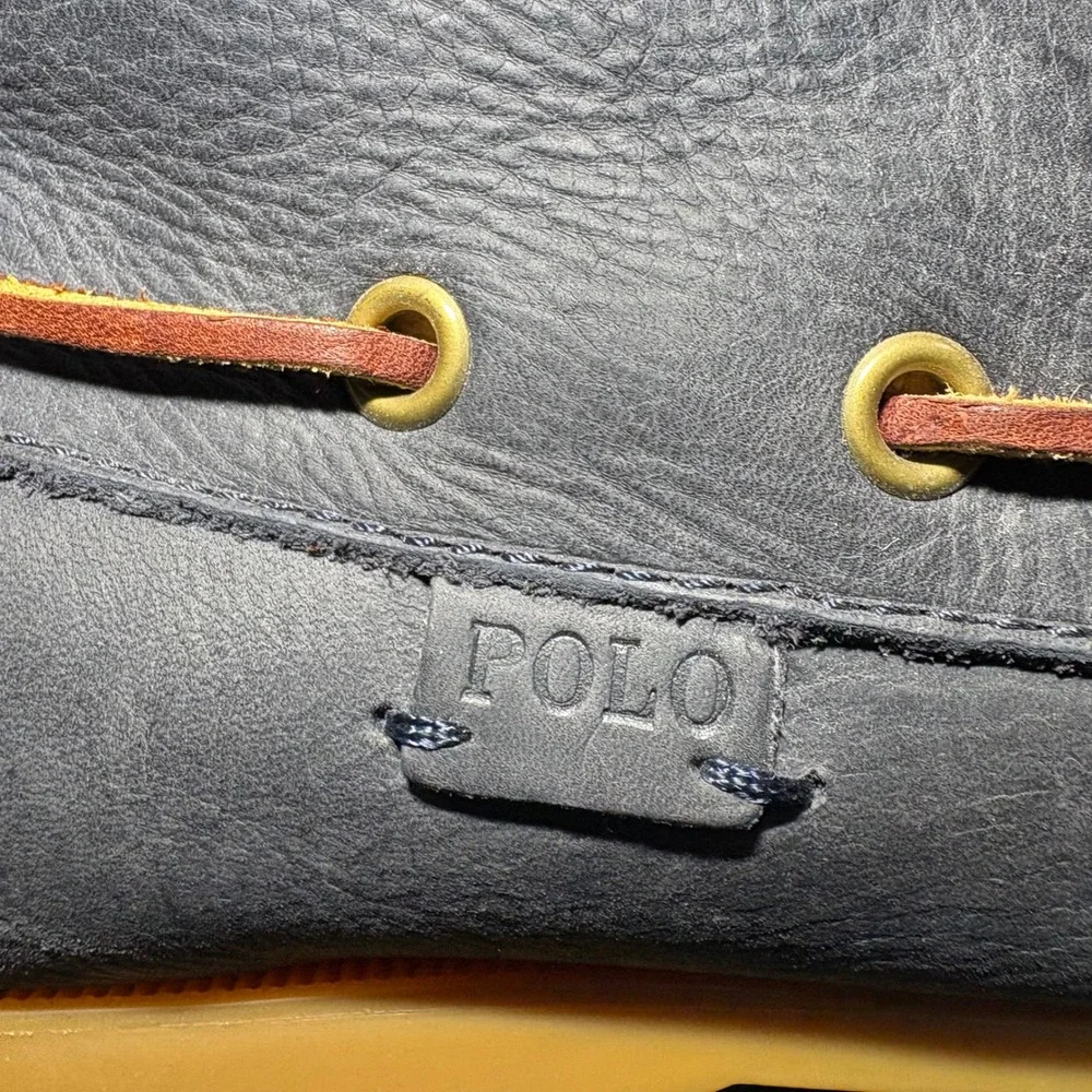 Polo Ralph Lauren Mens Barron Leather Chukka Boat Boots Navy Blue 10.5D 14557